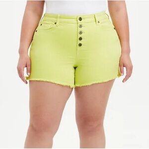 Torrid High Rise Midi‎ Sunny Lime Shorts
